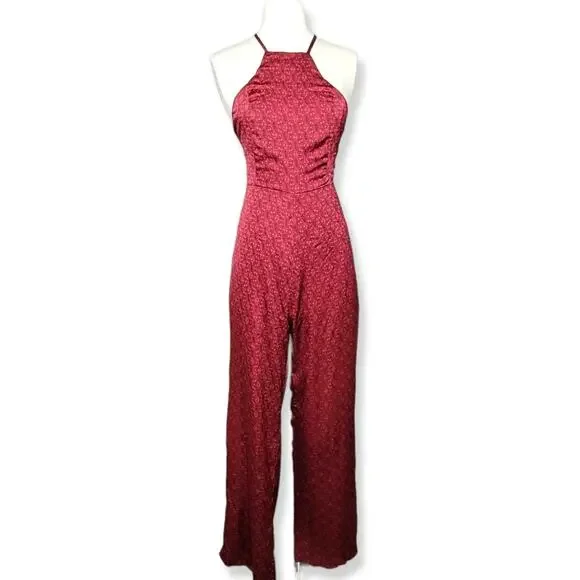 Honey Punch Paisley Satin Wide Leg Jumpsuit Size Medium New With Tag - Picture 3 of 15